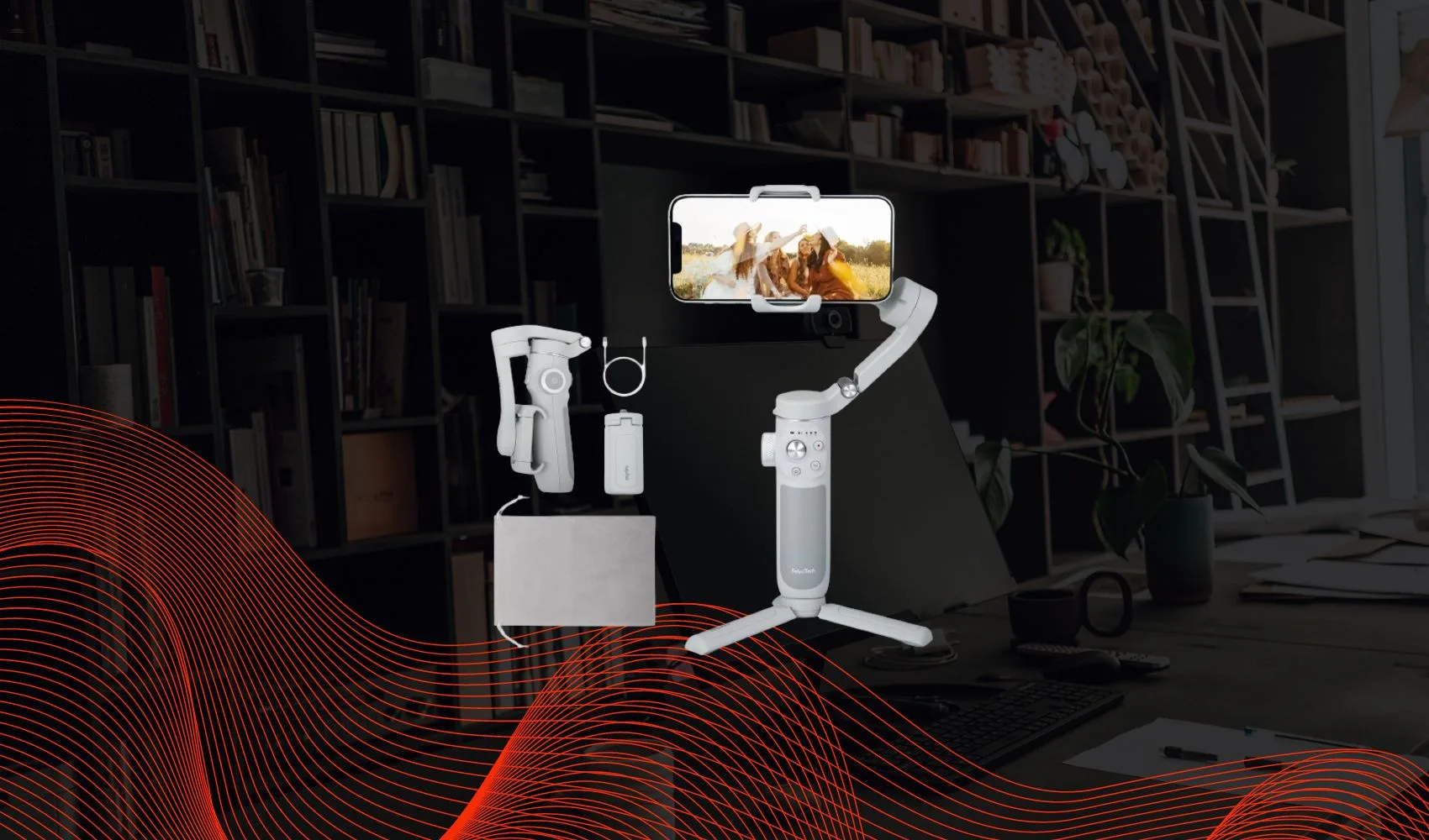 Smartphone Estabilizador, un 3-Axis Gimbal adecuado para iPhones y Androids.